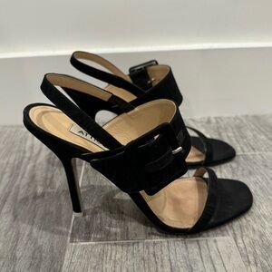 The Attico black buckle Mariah sandal heels